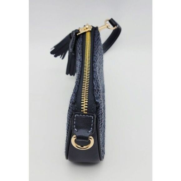 Coach CH215 Mini Midnight Navy Nolita Straw/Leather Clutch Purse Handbag $188 - Picture 6 of 7